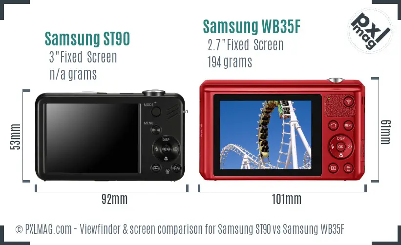 Samsung ST90 vs Samsung WB35F Screen and Viewfinder comparison