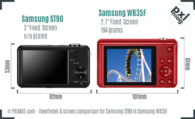 Samsung ST90 vs Samsung WB35F Screen and Viewfinder comparison Samsung ST90 vs Samsung WB35F Screen and Viewfinder comparison