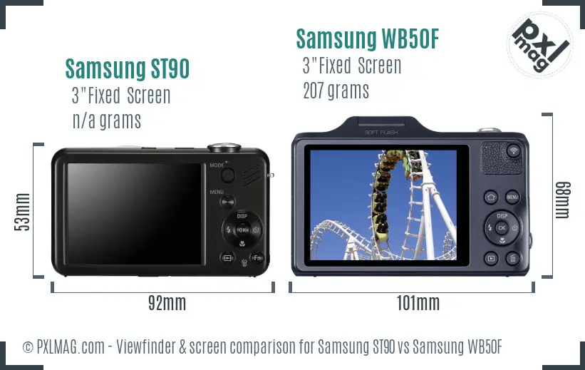 Samsung ST90 vs Samsung WB50F Screen and Viewfinder comparison