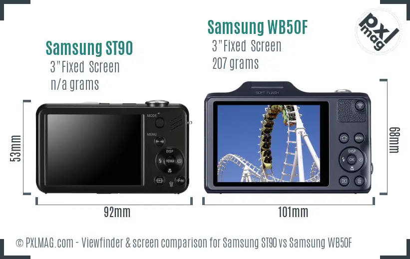 Samsung ST90 vs Samsung WB50F Screen and Viewfinder comparison Samsung ST90 vs Samsung WB50F Screen and Viewfinder comparison