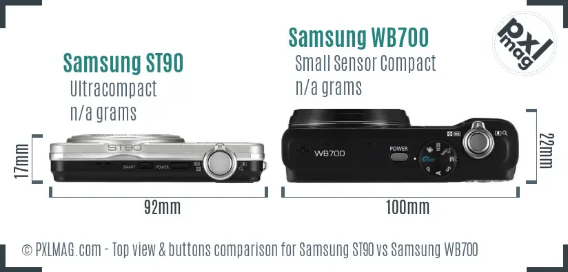 Samsung ST90 vs Samsung WB700 top view buttons comparison