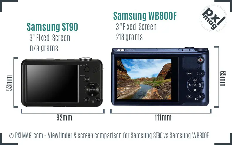 Samsung ST90 vs Samsung WB800F Screen and Viewfinder comparison