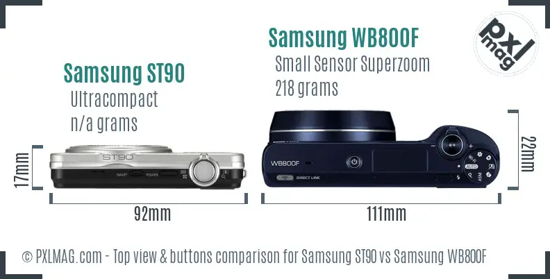 Samsung ST90 vs Samsung WB800F top view buttons comparison
