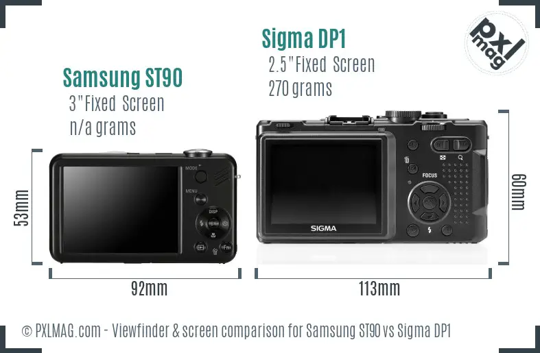Samsung ST90 vs Sigma DP1 Screen and Viewfinder comparison