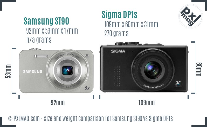 Samsung ST90 vs Sigma DP1s size comparison