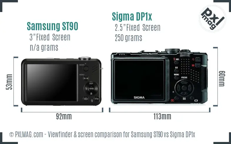 Samsung ST90 vs Sigma DP1x Screen and Viewfinder comparison