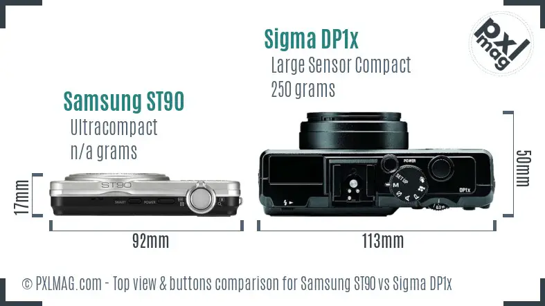 Samsung ST90 vs Sigma DP1x top view buttons comparison