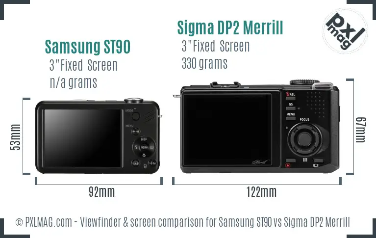 Samsung ST90 vs Sigma DP2 Merrill Screen and Viewfinder comparison