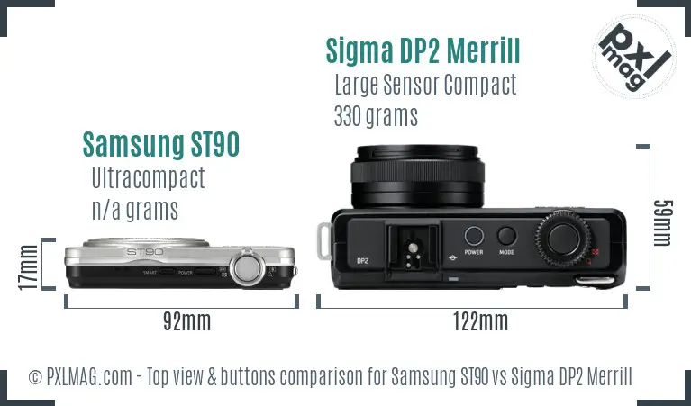 Samsung ST90 vs Sigma DP2 Merrill top view buttons comparison