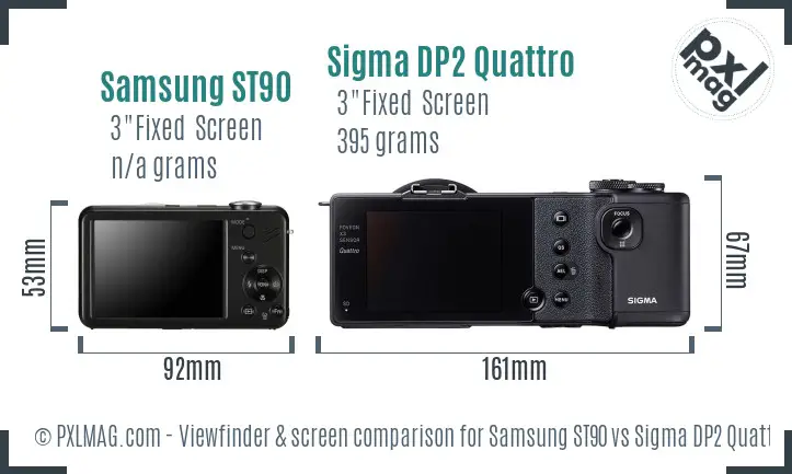 Samsung ST90 vs Sigma DP2 Quattro Screen and Viewfinder comparison