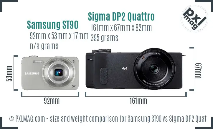 Samsung ST90 vs Sigma DP2 Quattro size comparison
