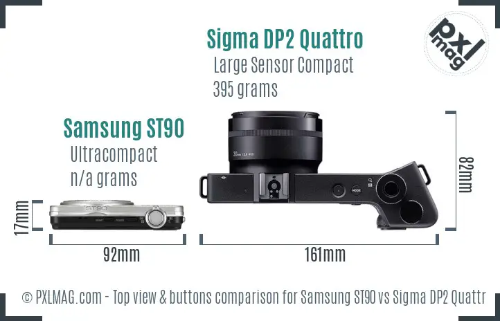 Samsung ST90 vs Sigma DP2 Quattro top view buttons comparison