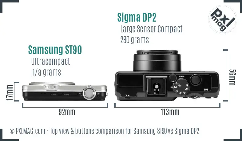 Samsung ST90 vs Sigma DP2 top view buttons comparison