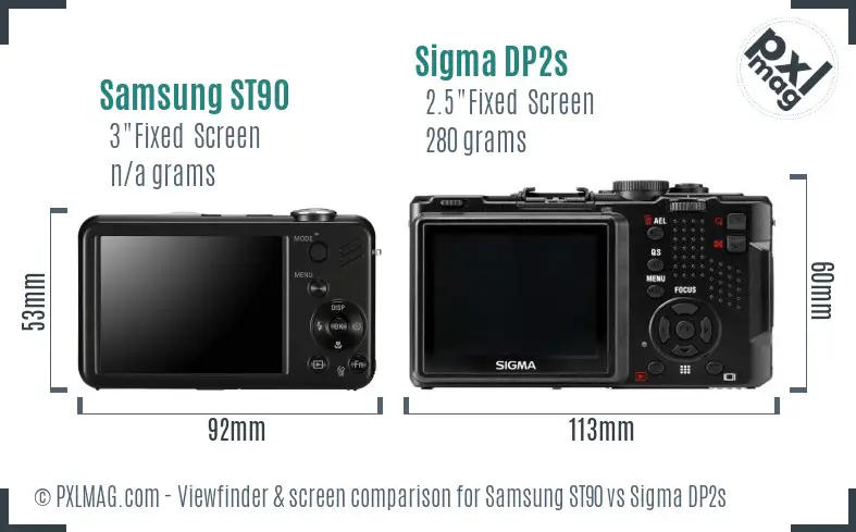Samsung ST90 vs Sigma DP2s Screen and Viewfinder comparison