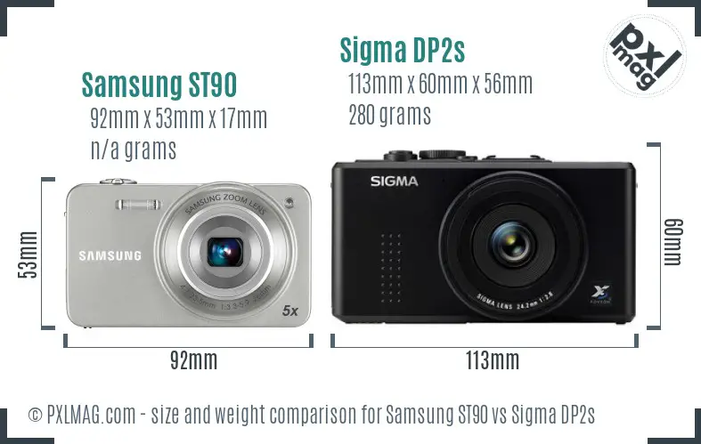 Samsung ST90 vs Sigma DP2s size comparison
