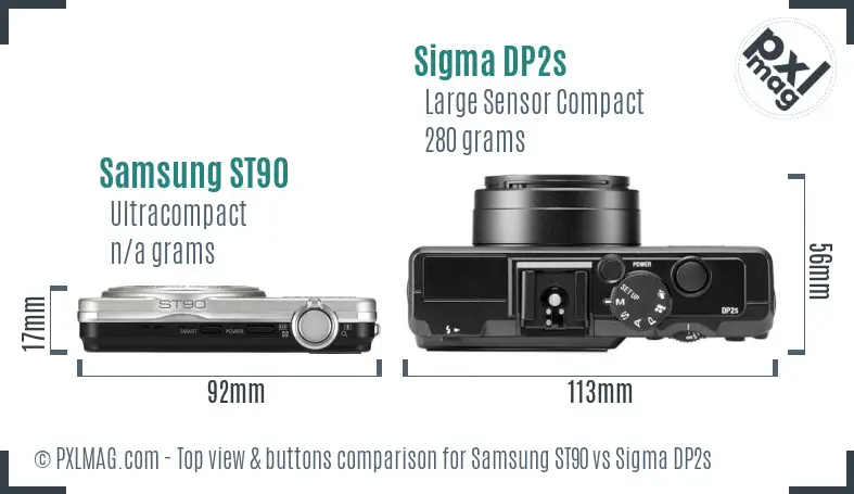 Samsung ST90 vs Sigma DP2s top view buttons comparison