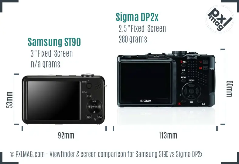 Samsung ST90 vs Sigma DP2x Screen and Viewfinder comparison