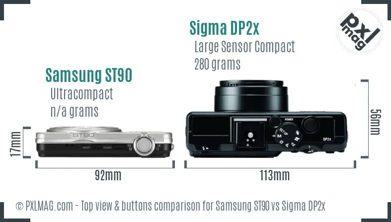 Samsung ST90 vs Sigma DP2x top view buttons comparison