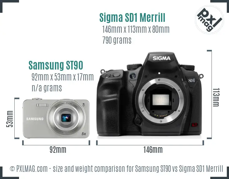 Samsung ST90 vs Sigma SD1 Merrill size comparison