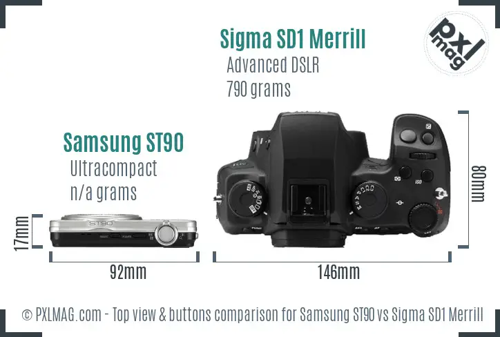 Samsung ST90 vs Sigma SD1 Merrill top view buttons comparison
