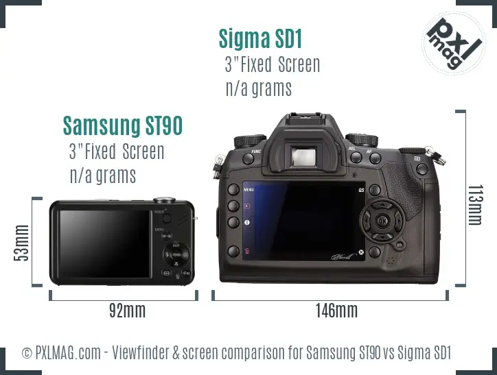 Samsung ST90 vs Sigma SD1 Screen and Viewfinder comparison