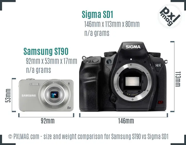 Samsung ST90 vs Sigma SD1 size comparison