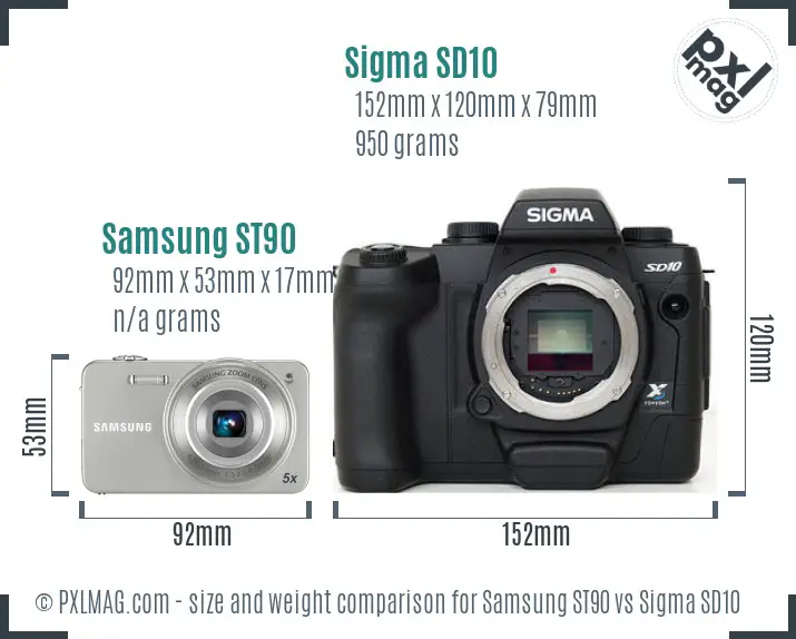 Samsung ST90 vs Sigma SD10 size comparison