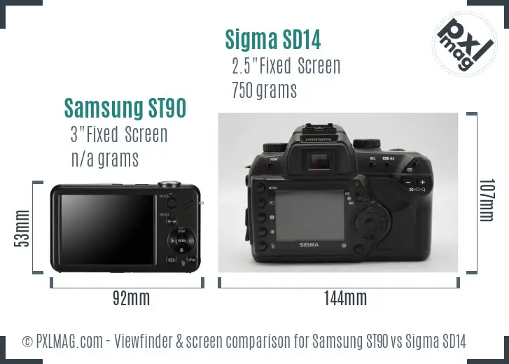 Samsung ST90 vs Sigma SD14 Screen and Viewfinder comparison