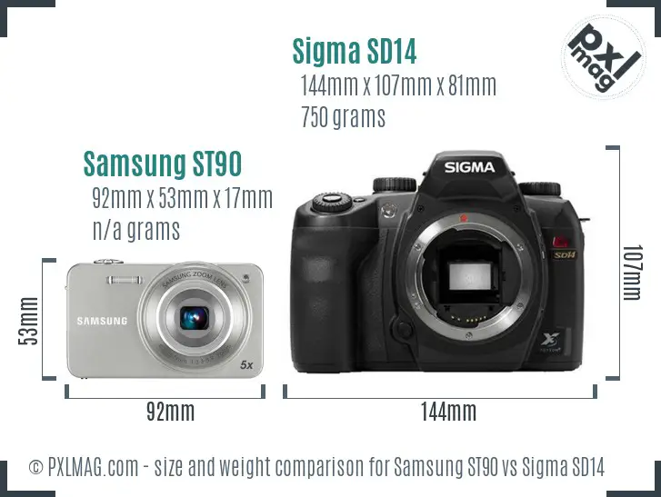 Samsung ST90 vs Sigma SD14 size comparison
