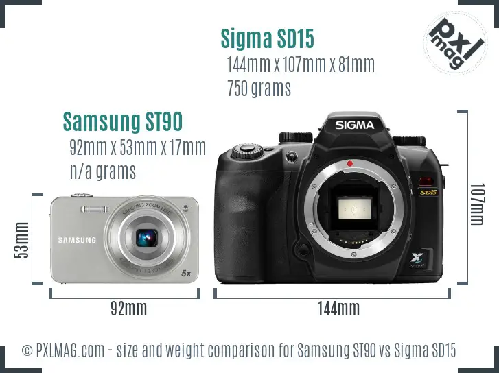 Samsung ST90 vs Sigma SD15 size comparison