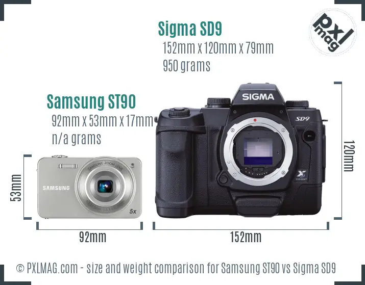 Samsung ST90 vs Sigma SD9 size comparison