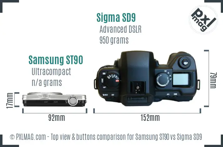 Samsung ST90 vs Sigma SD9 top view buttons comparison