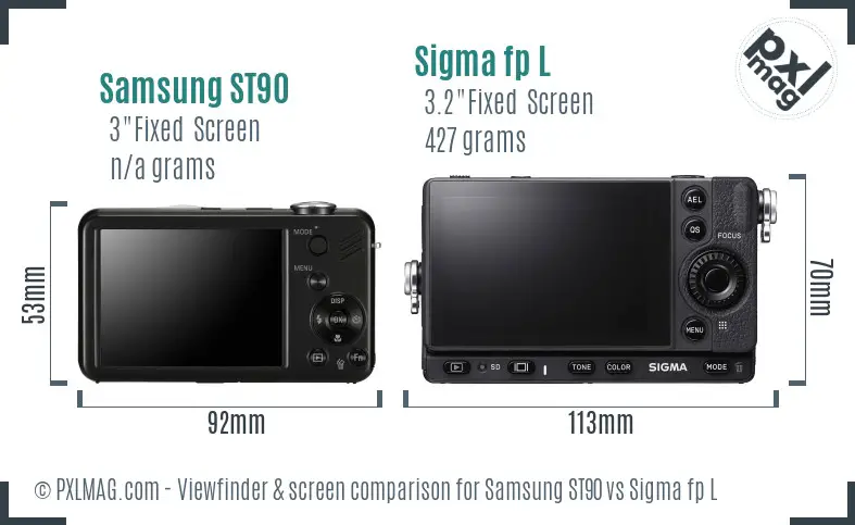 Samsung ST90 vs Sigma fp L Screen and Viewfinder comparison
