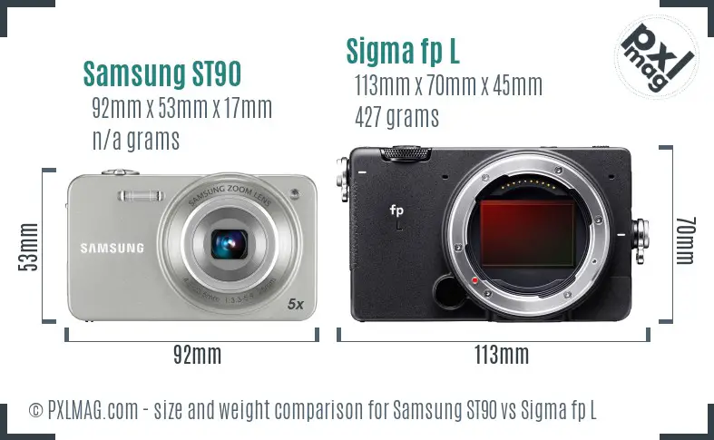 Samsung ST90 vs Sigma fp L size comparison