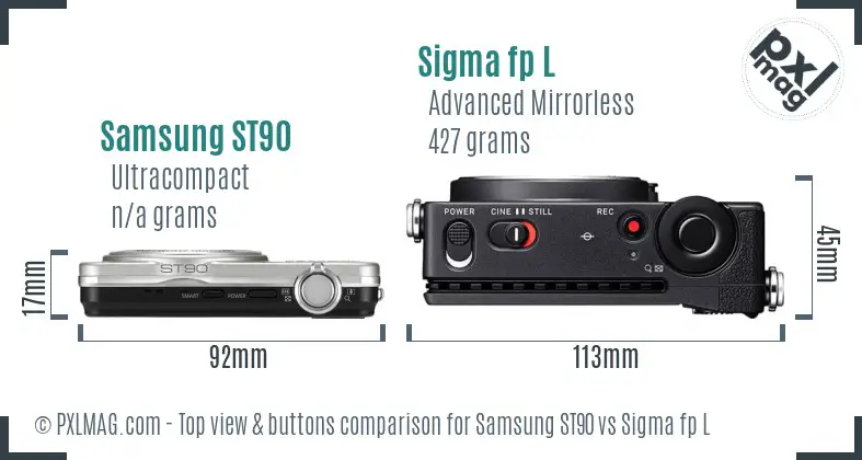 Samsung ST90 vs Sigma fp L top view buttons comparison