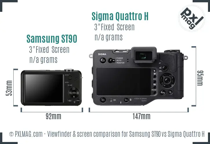 Samsung ST90 vs Sigma Quattro H Screen and Viewfinder comparison