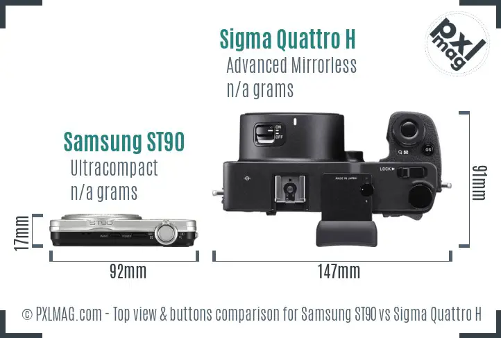 Samsung ST90 vs Sigma Quattro H top view buttons comparison