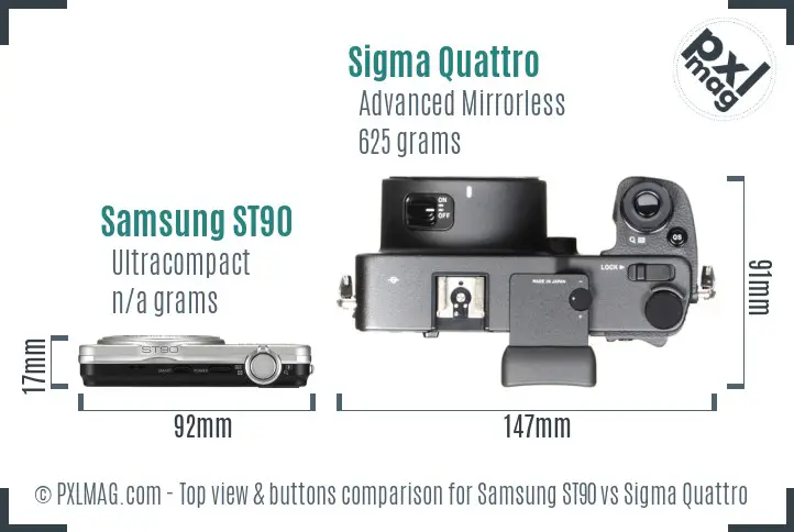 Samsung ST90 vs Sigma Quattro top view buttons comparison