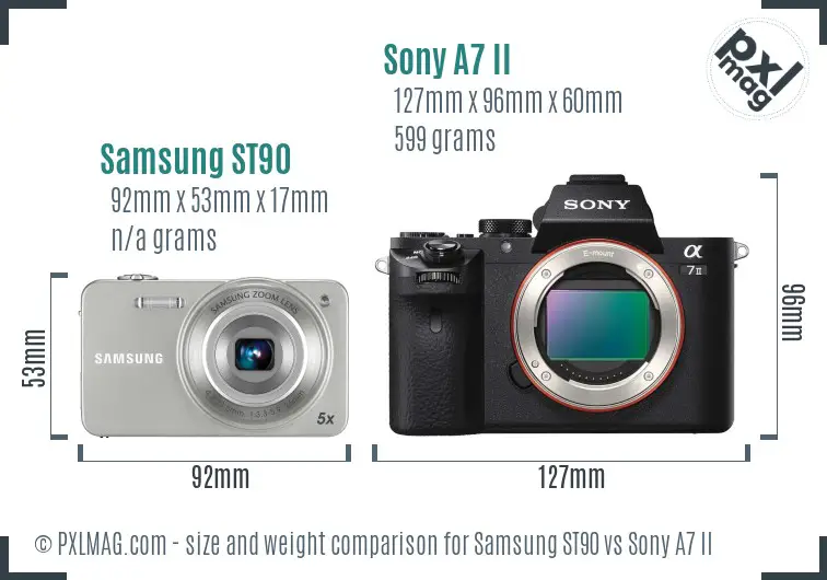 Samsung ST90 vs Sony A7 II size comparison