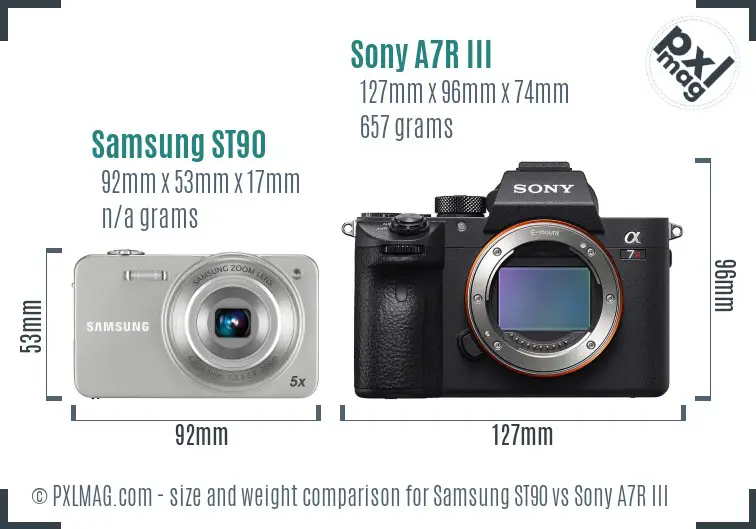 Samsung ST90 vs Sony A7R III size comparison