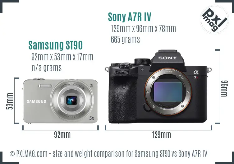 Samsung ST90 vs Sony A7R IV size comparison