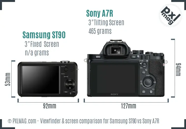 Samsung ST90 vs Sony A7R Screen and Viewfinder comparison