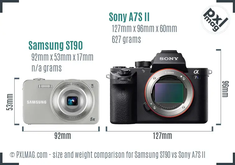 Samsung ST90 vs Sony A7S II size comparison