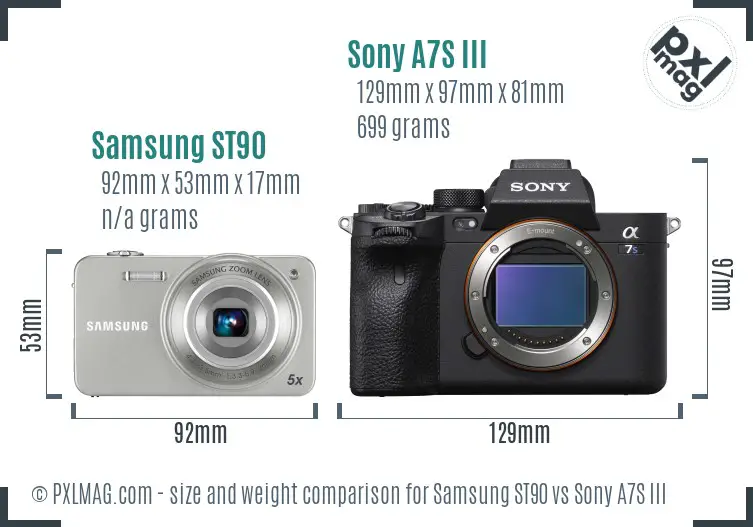 Samsung ST90 vs Sony A7S III size comparison