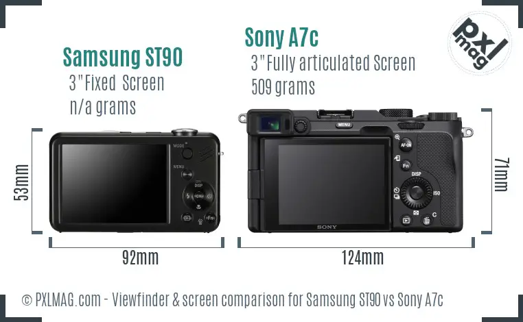 Samsung ST90 vs Sony A7c Screen and Viewfinder comparison