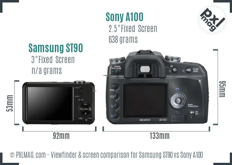 Samsung ST90 vs Sony A100 Screen and Viewfinder comparison Samsung ST90 vs Sony A100 Screen and Viewfinder comparison