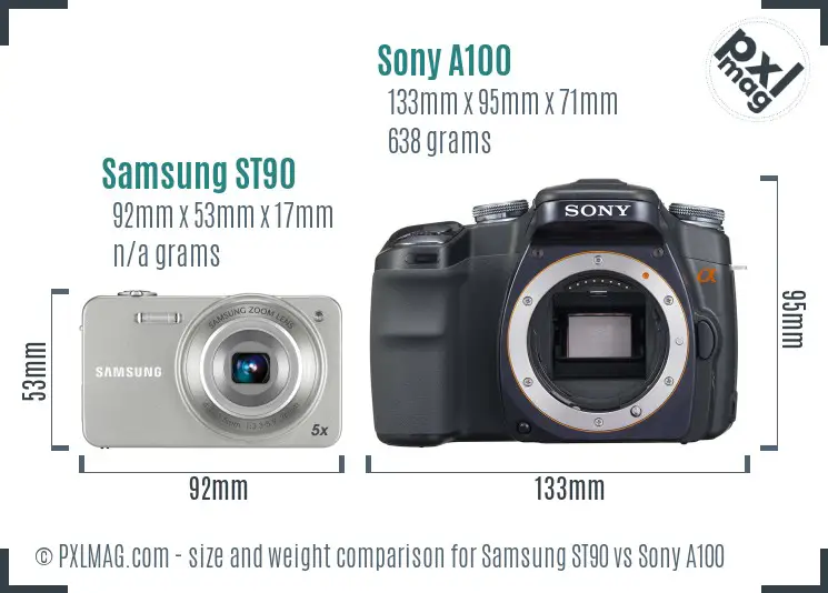 Samsung ST90 vs Sony A100 size comparison Samsung ST90 vs Sony A100 size comparison