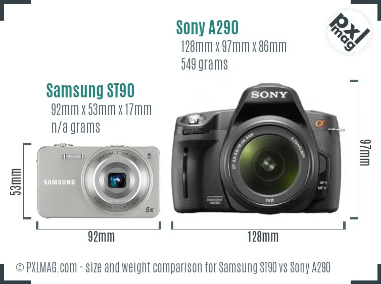 Samsung ST90 vs Sony A290 size comparison
