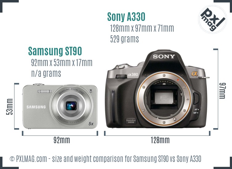 Samsung ST90 vs Sony A330 size comparison Samsung ST90 vs Sony A330 size comparison