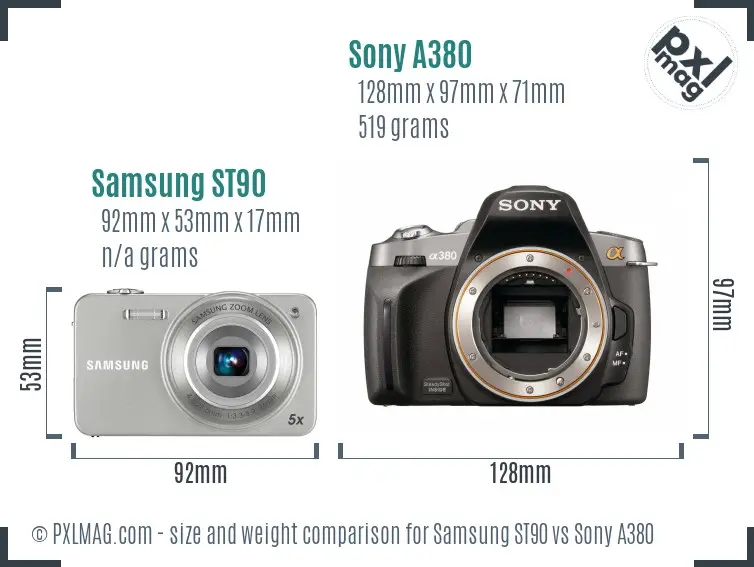 Samsung ST90 vs Sony A380 size comparison